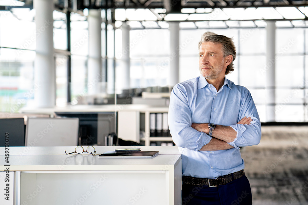 custom made wallpaper toronto digitalConfident businessman with arms crossed leaning at desk