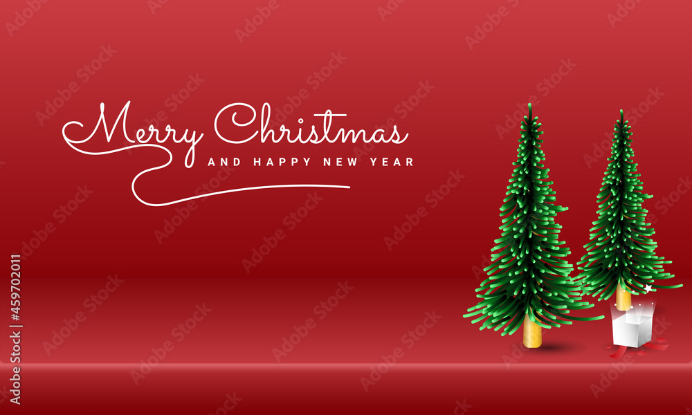 merry christmas and happy new year with 3d realistic tree elements merry christmas and happy new year with 3d realistic tree elements