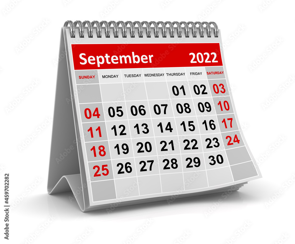 Calendar - September 2022 - obrazy, fototapety, plakaty 