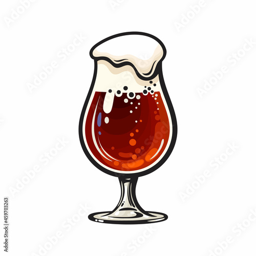 Tulip beer glass. Hand drawn vector illustration isolated on white.