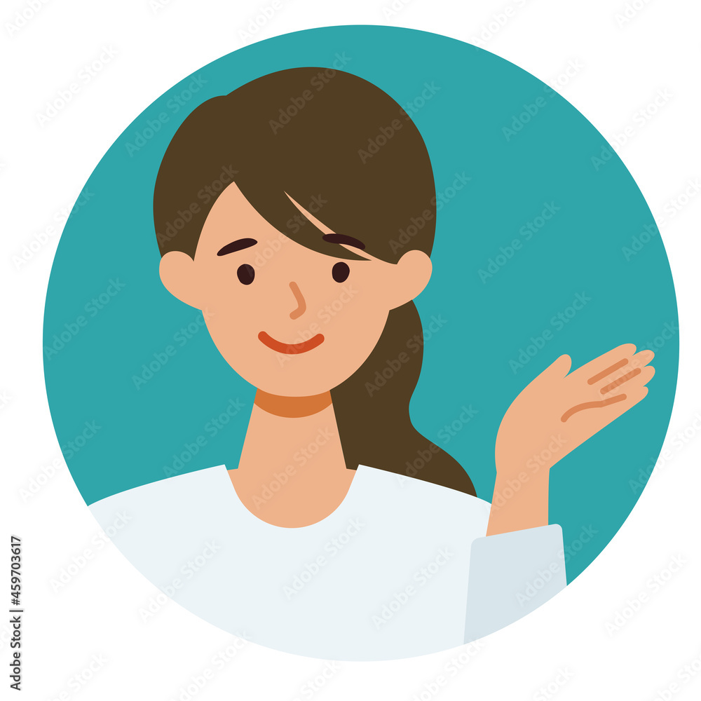 Woman cartoon character. People face profiles avatars and icons. Close up image of pointing Woman. Woman cartoon character. People face profiles avatars and icons. Close up image of pointing Woman.