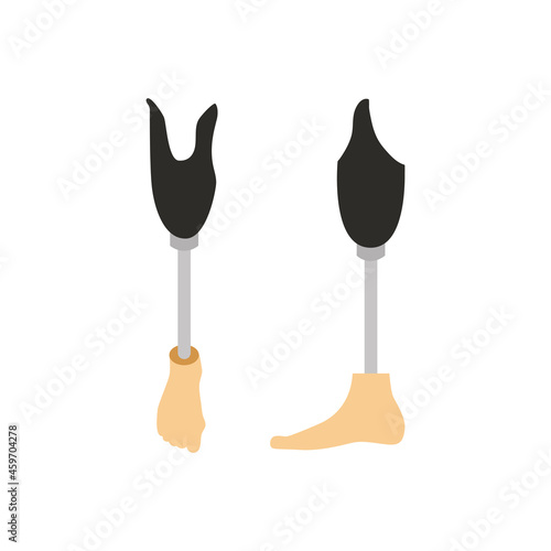 2 leg prostheses front and side views