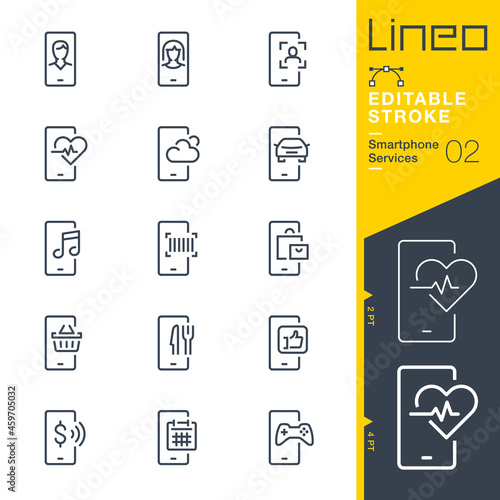 Lineo Editable Stroke - Smartphone Services line icons
