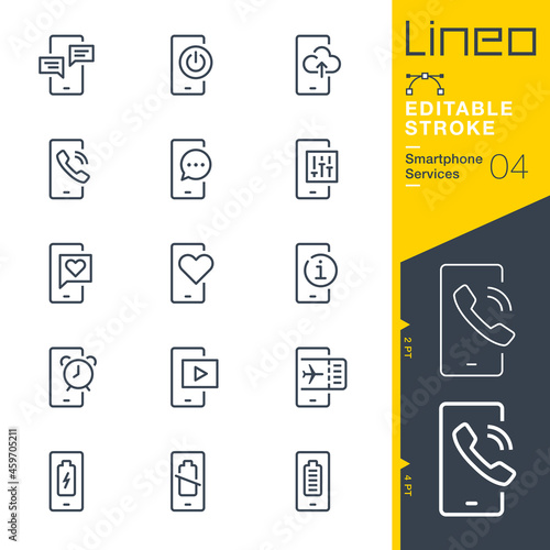 Lineo Editable Stroke - Smartphone Services line icons
