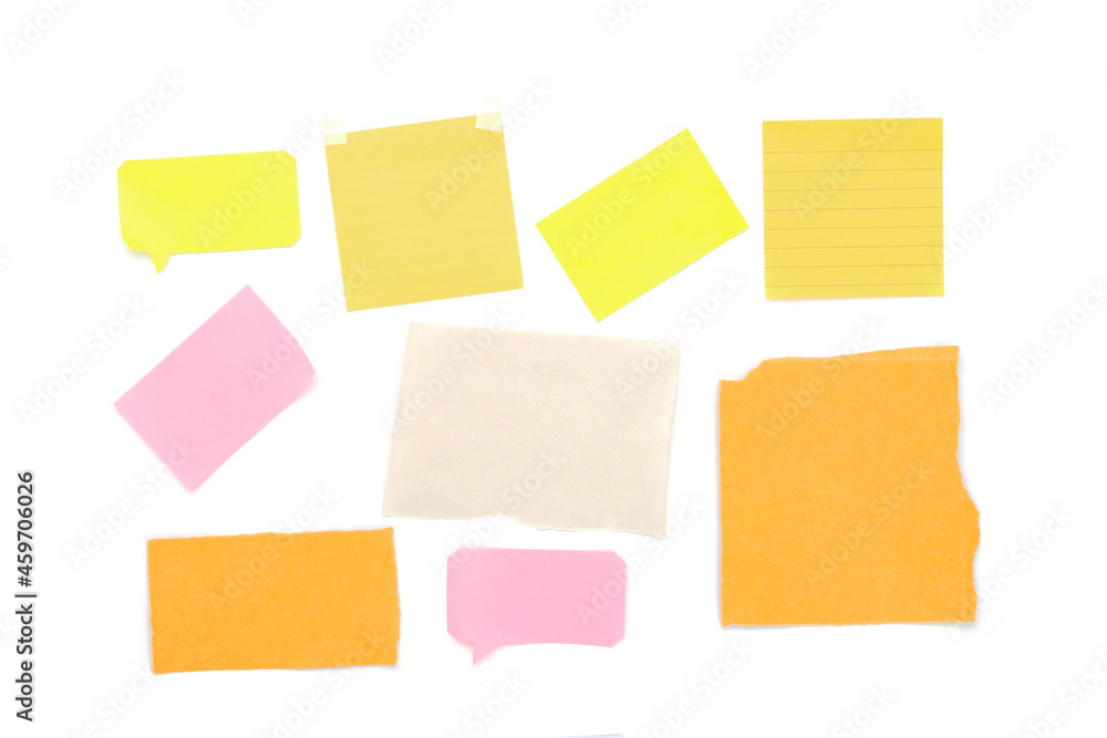 Sticky note colored sheets isolated on white background Sticky note colored sheets isolated on white background