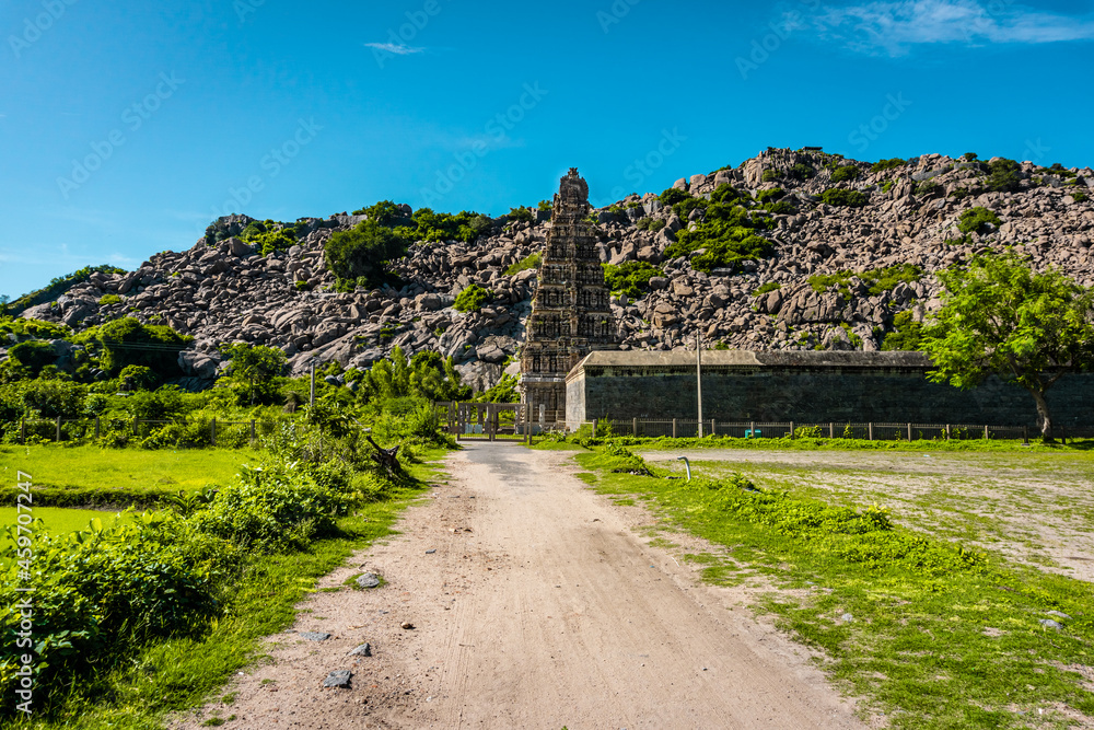 Fototapeta premium The Venkataramana Temple of Gingee or Senji in Tamil Nadu, India. It lies in Villupuram District, built by the kings of konar dynasty and maintained by Chola dynasty. Archeological survey of india.