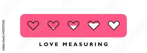 Love measuring indicator with hearts isolated on white background. Symbol of love and health. Design concept for love meter and Valentines day. Vector illustration