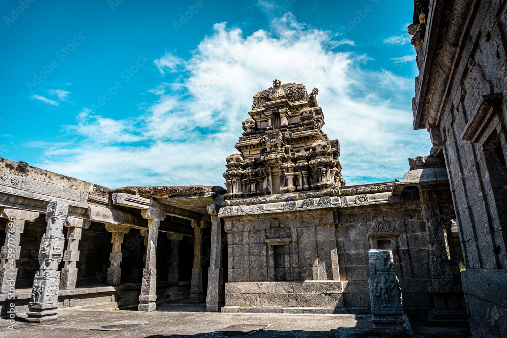 Naklejka premium The Venkataramana Temple of Gingee or Senji in Tamil Nadu, India. It lies in Villupuram District, built by the kings of konar dynasty and maintained by Chola dynasty. Archeological survey of india.