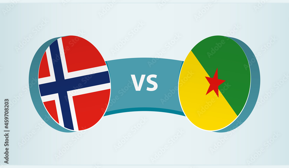 Norway versus French Guiana, team sports competition concept. Norway versus French Guiana, team sports competition concept.