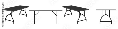 Modern cute home office foldable table for freelancer with different poses and positions isolated