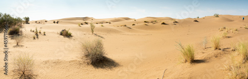 Fotografiet A beautiful panoramic view of the sand dunes. Endless arid desert