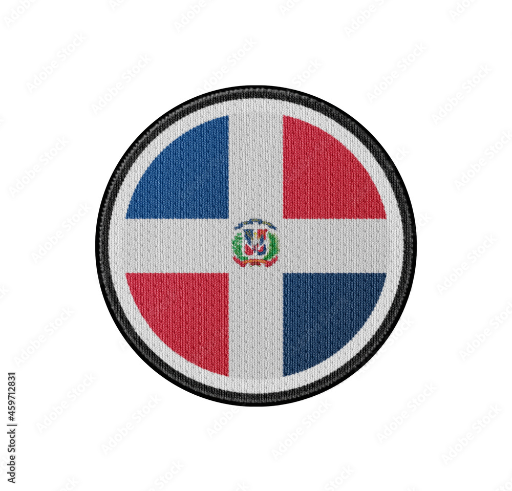Naklejka premium 3D illustration flag of Dominican. Dominican flag isolated on white background. National symbols of Dominican. Flag of Dominican. Concept of Dominican.