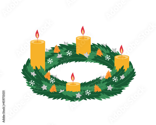 Advent wreath with candles and decor