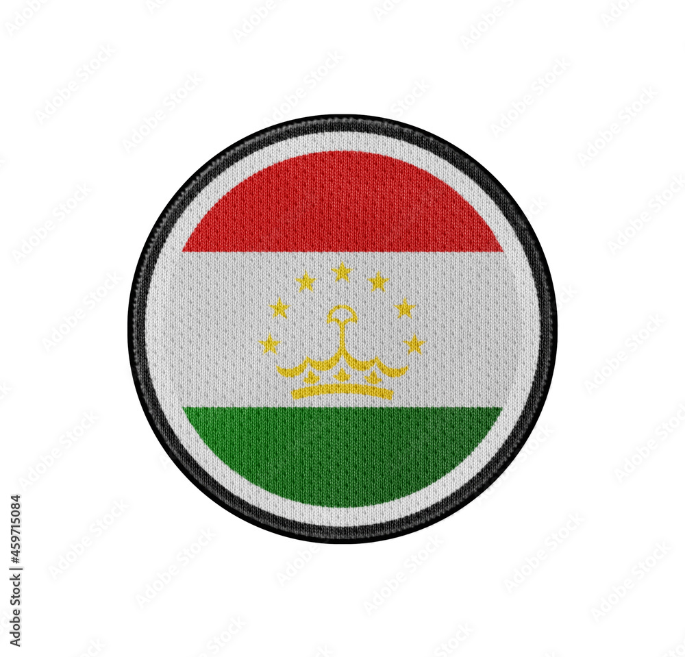 Obraz premium 3D illustration flag of Tajikistan. Tajikistan flag isolated on white background.