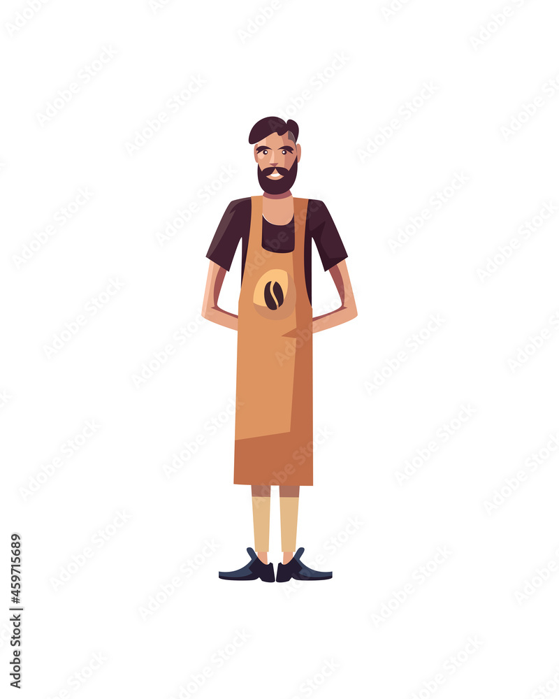 coffee seller with apron