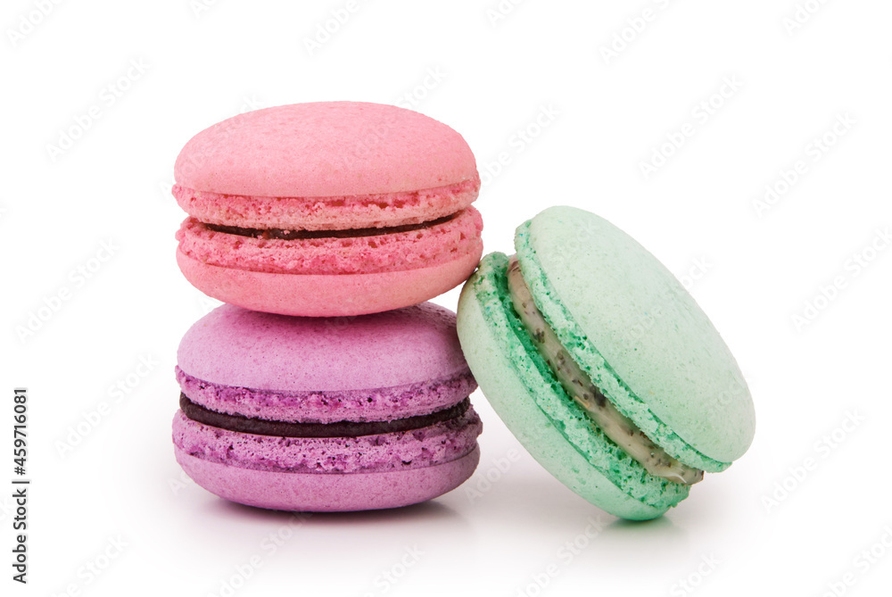 Sweet macaroons dessert isolated on white background Sweet macaroons dessert isolated on white background