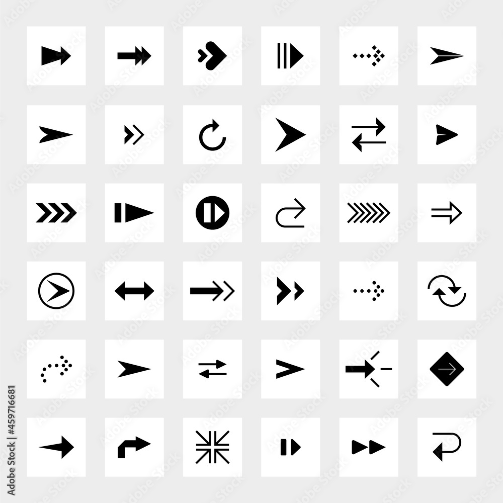 Arrow set icons.
Arrow vector collection. Arrow. Modern simple arrows. Cursor. Vector illustration.