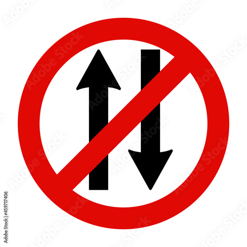 Vehicle prohibited for both direction traffic sign vector