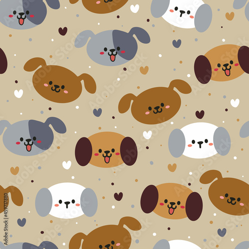 Seamless pattern with cute cartoon puppy for fabric print, textile, gift wrapping paper. colorful vector for textile, flat style