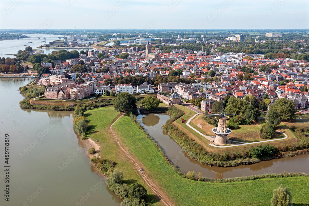 Aerial from the historical city Gorinchem  in the Netherlands