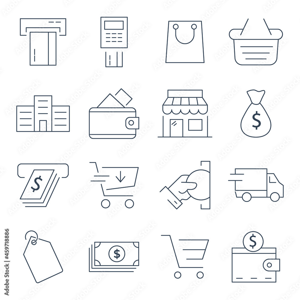 Retail icons set. Retail pack symbol vector elements for infographic web Retail icons set. Retail pack symbol vector elements for infographic web