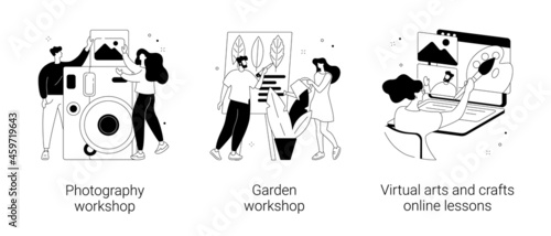 Free educational courses abstract concept vector illustrations.