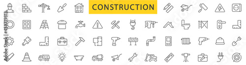 Construction thin line icons set. Simple construction icon collection isolated on white background. Vector illustration
