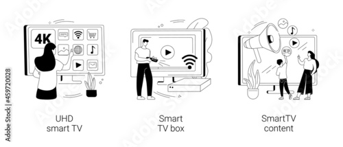 Watch TV abstract concept vector illustrations.