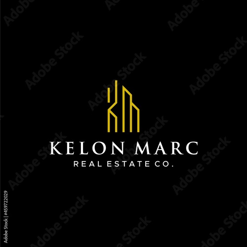 Modern and simple logo about letter KM and real estate. EPS 10, Vector.