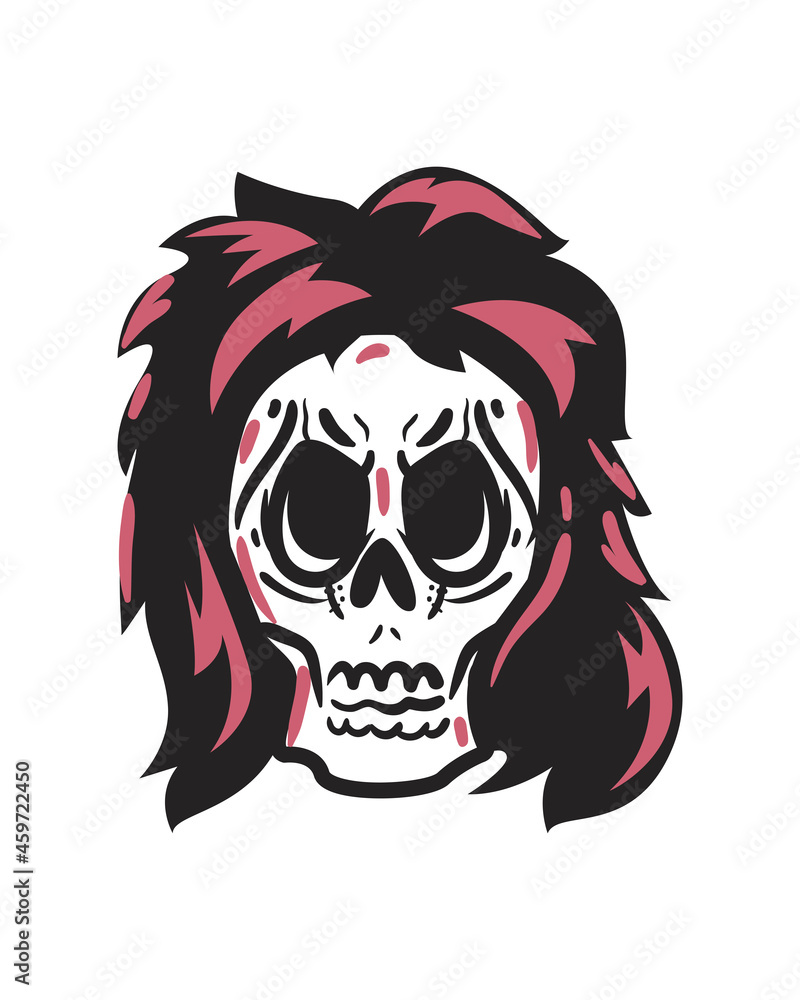 skull with hair