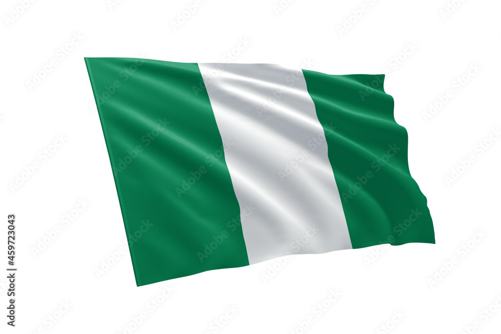 3D illustration flag of Nigeria. Nigeria flag isolated on white background. 3D illustration flag of Nigeria. Nigeria flag isolated on white background.