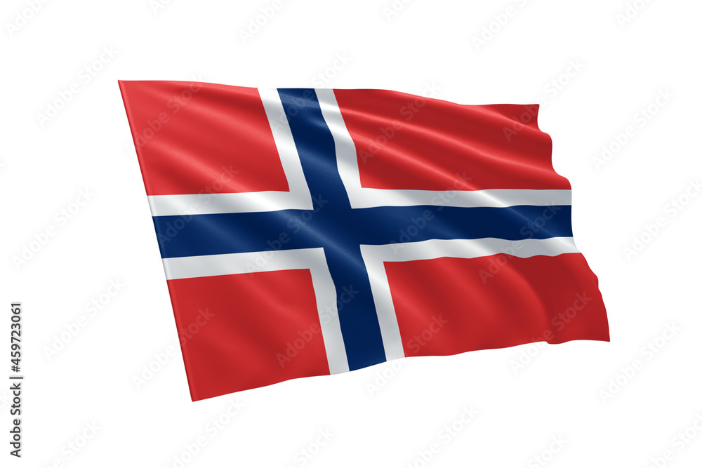 Fototapeta premium 3D illustration flag of Norway. Norway flag isolated on white background.