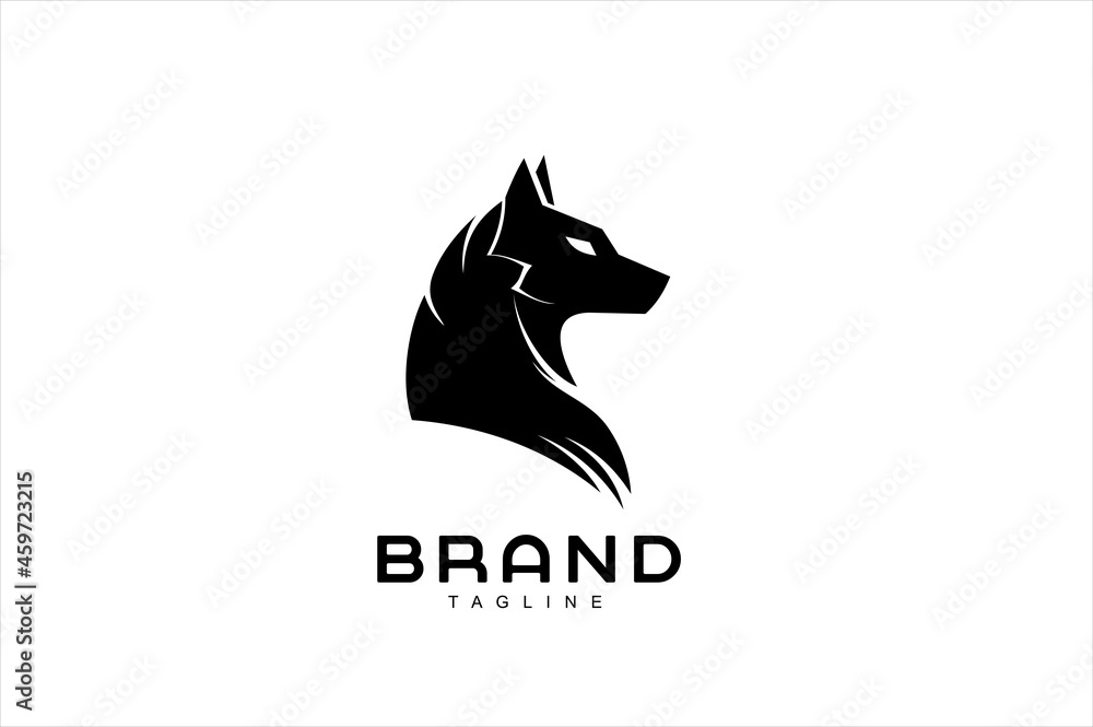 wolf head logo. Dog, k 9, Black wolf,. Dog logo.  suitable for team mascot, community icon, emblem, product identity, etc.