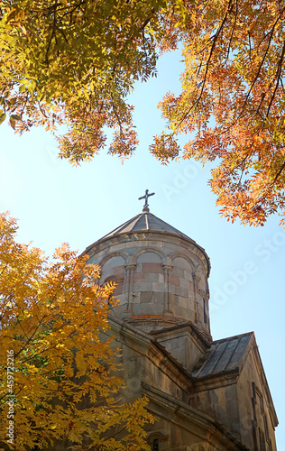 Dome of Armenian Orthodox Church among Beautiful Fall Foliage
