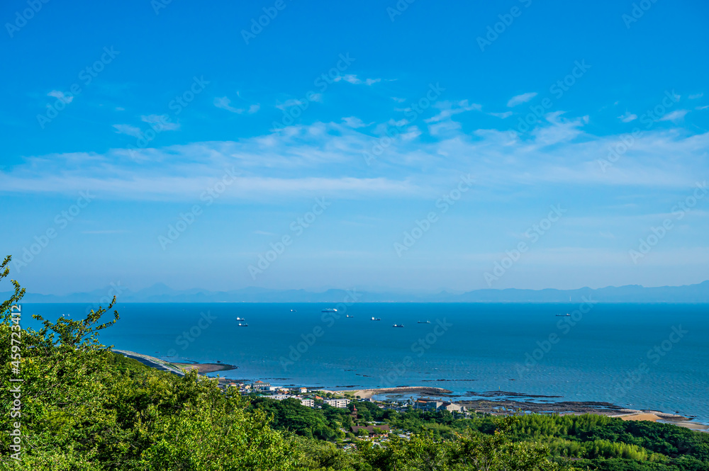 山陽小野田市竜王山公園から眺める夏の周防灘