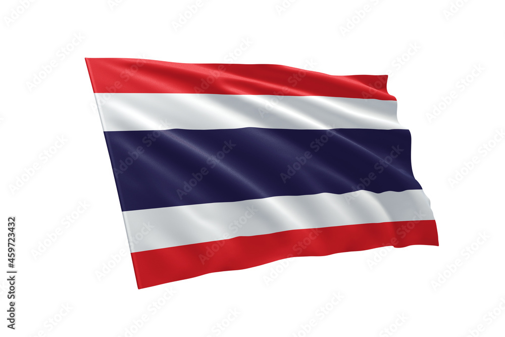 3D illustration flag of Thailand. Thailand flag isolated on white background. 3D illustration flag of Thailand. Thailand flag isolated on white background.
