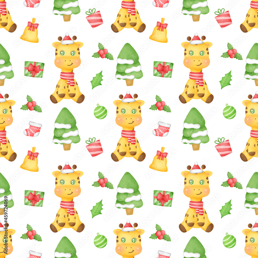 Merry christmas pattern seamless with a cute animals