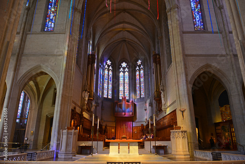 Grace Cathedral interior at 1100 California Street on Nob Hill in historic San Francisco, California CA, USA. 
