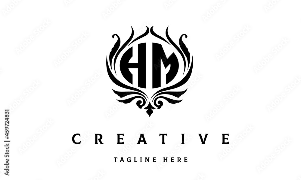 HM circle luxury latter logo vector HM circle luxury latter logo vector