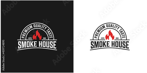 smoke garden,rustic,grilled logo .premium vector
