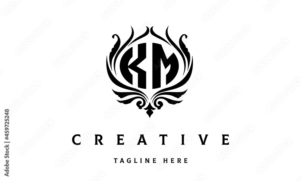 KM circle luxury latter logo vector