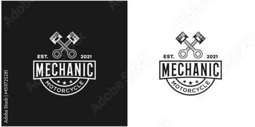 badge mechanic retro style premium vector