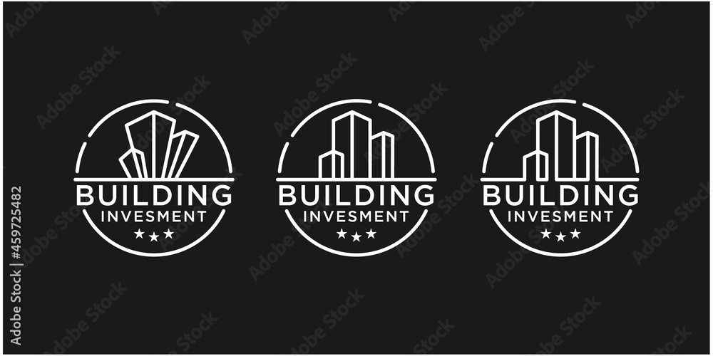 Building construction business logo, geometric line logo, real estate logo template design inspiration Premium Vector