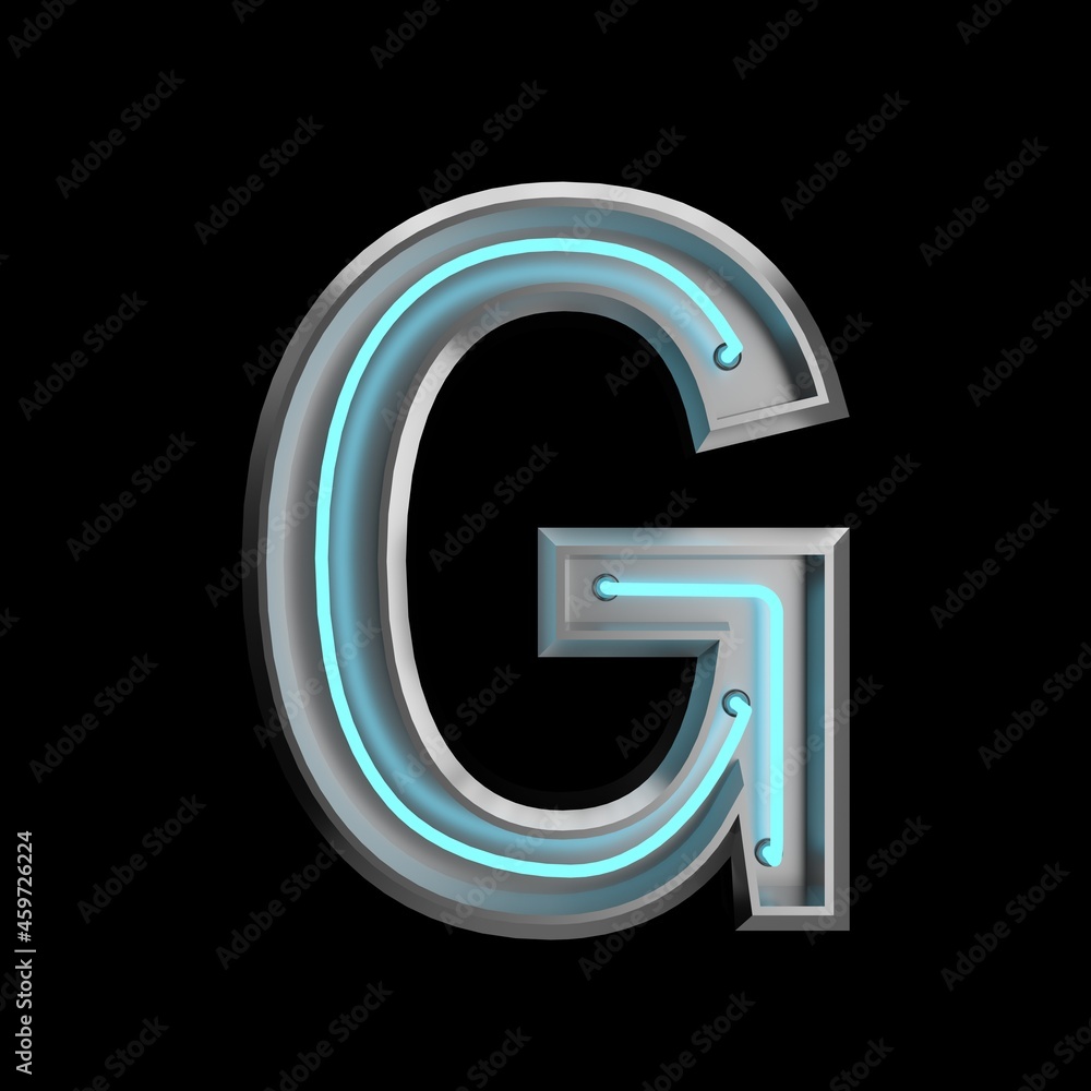 Neon light 3d alphabet Neon light 3d alphabet