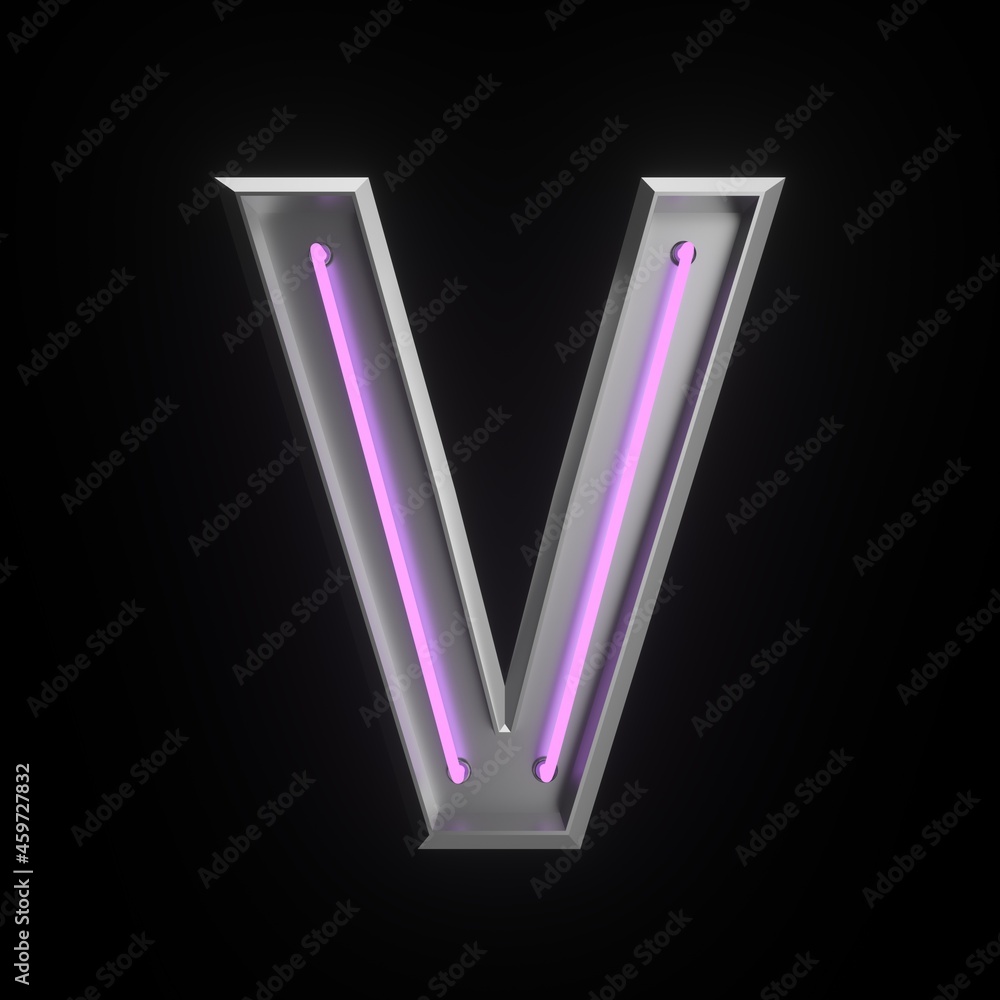 Neon light 3d alphabet
