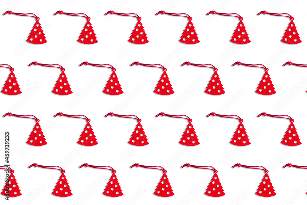 Flat lay of Christmas ornaments on a white background Flat lay of Christmas ornaments on a white background