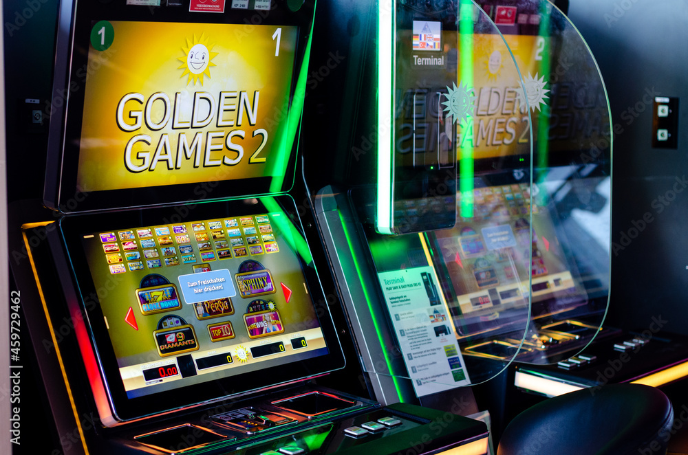 Bielefeld, Germany - August 28, 2021: Gauselmann Group Golden Games 2 slot machine