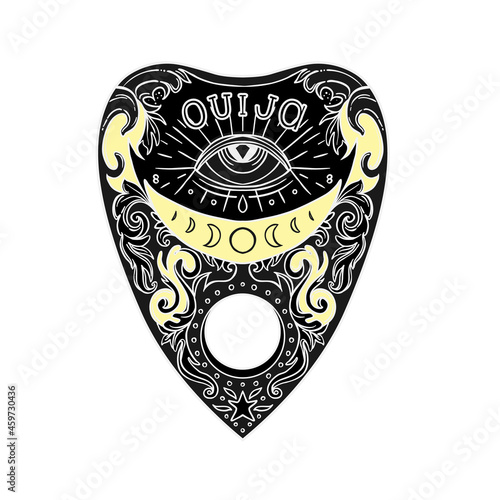 Heart-shaped planchette for spirit talking board. Vector isolated illustratio...