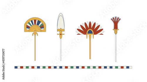 Egypt color fan set. Egypt ornamental fan composition, ornamental element of Ancient Egypt.