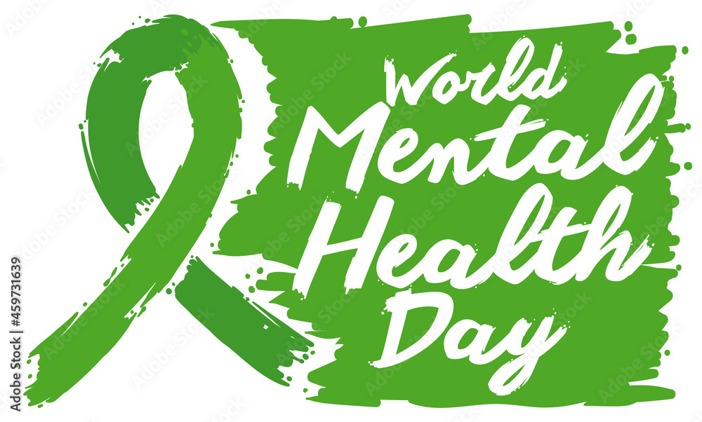 Green Paint Splash like Ribbon for World Mental Health Day, Vector ...
